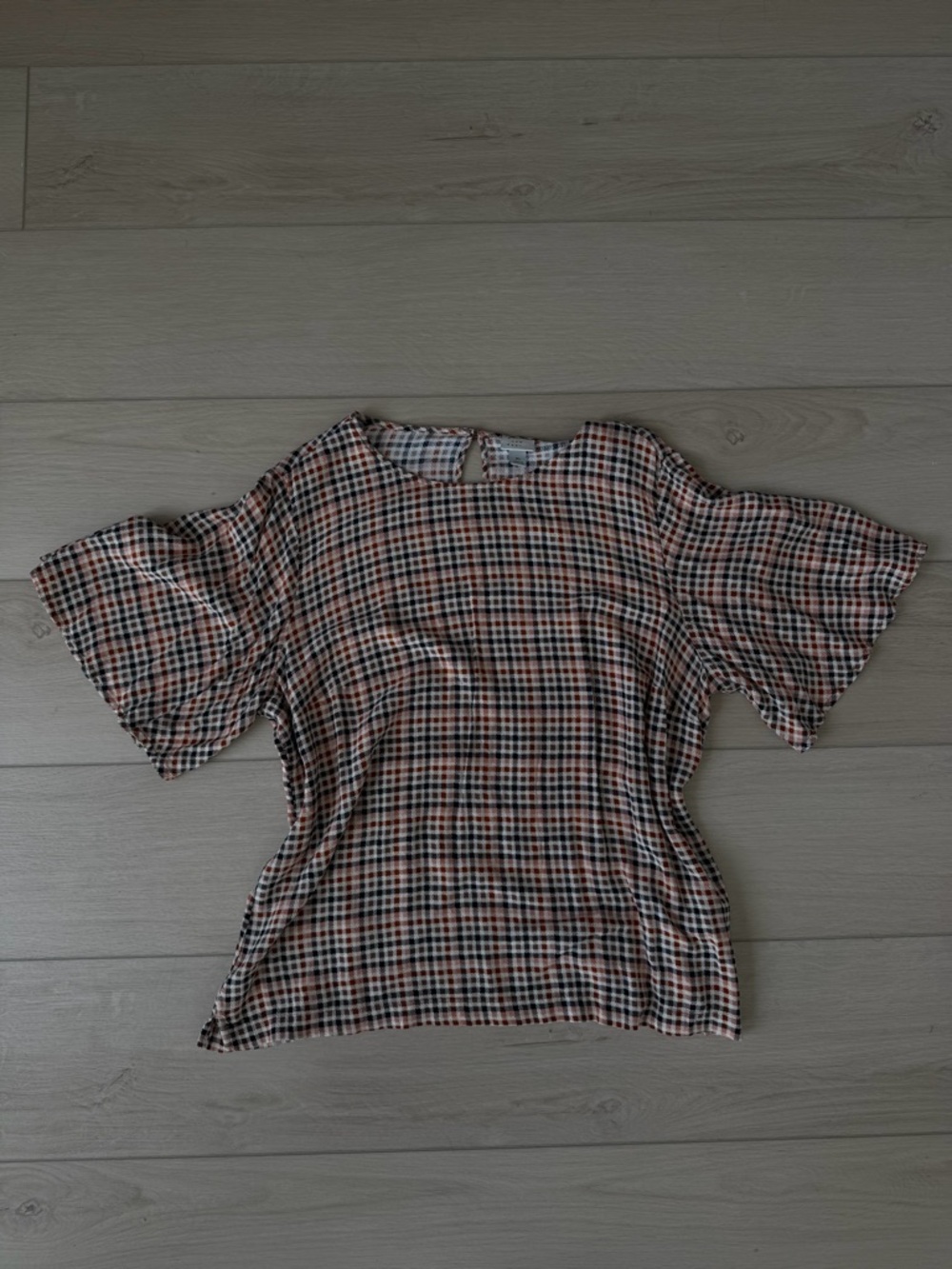 a new day Plaid Flutter Sleeve Blouse